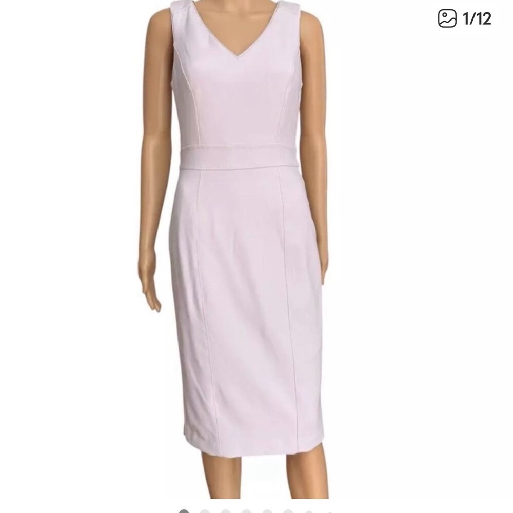 White House Black Market V-Neck Midi Dress in Light Violet / Pink